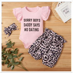 Babies fashion for 2020-Baby 3-piece Letter Print Bodysuit and Leopard Print