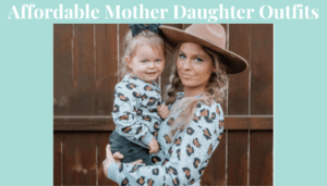 Affordable mother daughter outfits-Mother and daughter wearing matching leopard Sweat shirts