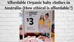 Affordable organic baby clothes in Australia-Sale sign for $3,- Organic baby and kids t-shirts
