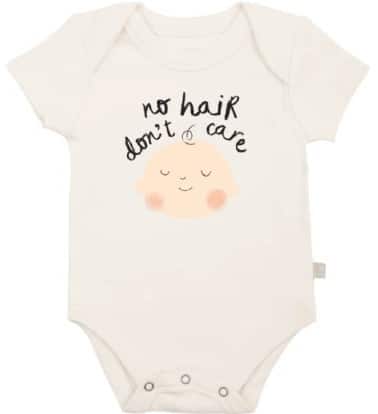 Best Newborn Graphic Onesies-Organic Newborn Graphic onesie;'No Hair don't care'.