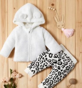 Pat Pat baby clothes-Adorable fleece coat and leopard print baby clothe set