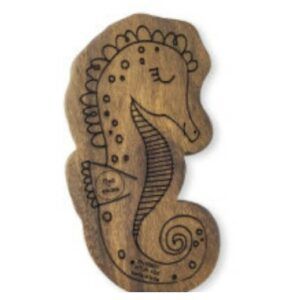 Best organic baby toys-Wooden organic seahorse rattle