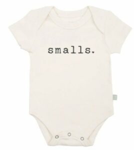 What're the best newborn graphic onesies? Newborn Organic graphic onesie 'Smalls'.