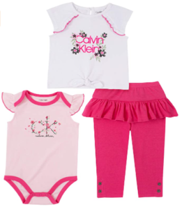 What're designer baby clothes?-Calvin Klein baby girl clothes' set.