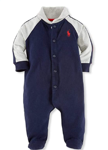Ralph Laure n baby Boy outfits-Polo Ralph Lauren jersey shawl rugby coverall.