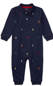 Ralph Lauren Baby Boy Outfits-Ralph Lauren baby boys pony cotton Interlock Coverall Navy outfit.