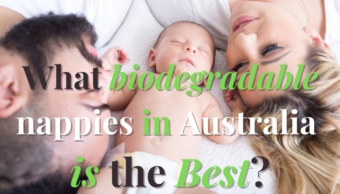 What biodegradable nappies in Australia is the Best?-Parents laying down with newborn baby wearing a white disposable nappy.