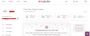 What is Babylist and how does it work?-Landing page after the quiz to start setting up your registry..