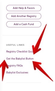 What is Babylist and how does it work?-Screenshot of the registry dashboard where you can add Babylist button extension.