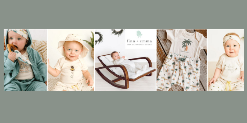 Are Finn and Emma baby clothes on Amazon?-Image of Finn and Emma baby clothes and products.